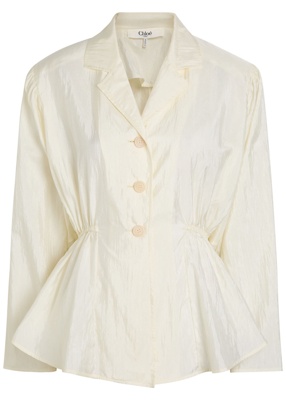 Chloe Peplum Taffeta Blouse - Off White - 36 (UK8 / S)