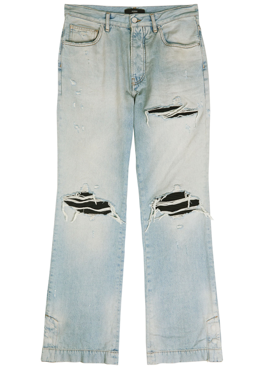 Amiri MX1 Ripped Straight-leg Jeans – Indigo – 32 (W32 / M) Amiri MX1 Ripped Straight-leg Jeans – Indigo – 32 (W32 / M)