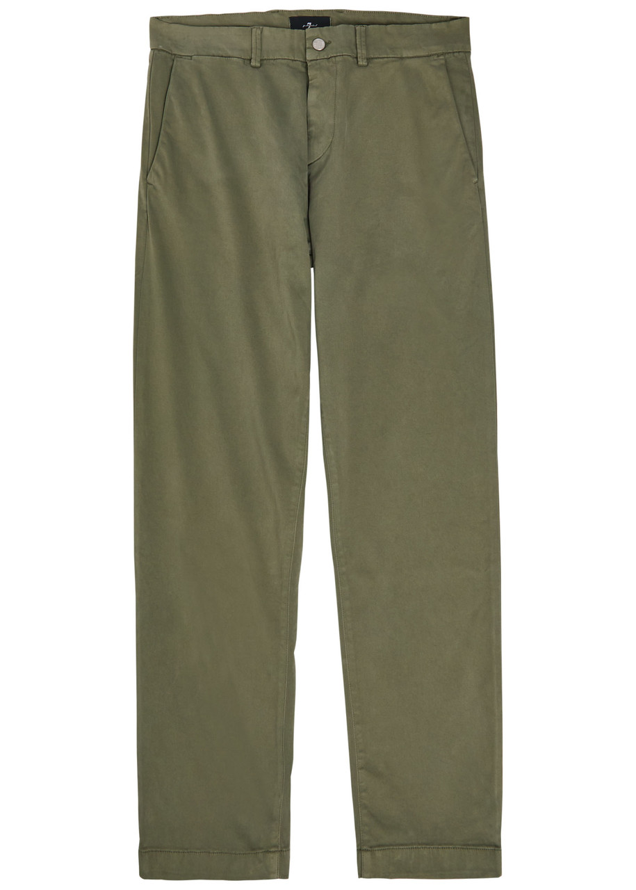 7 For All Mankind Straight-leg Cotton-blend Chinos - Khaki - 30 (W30 / S)