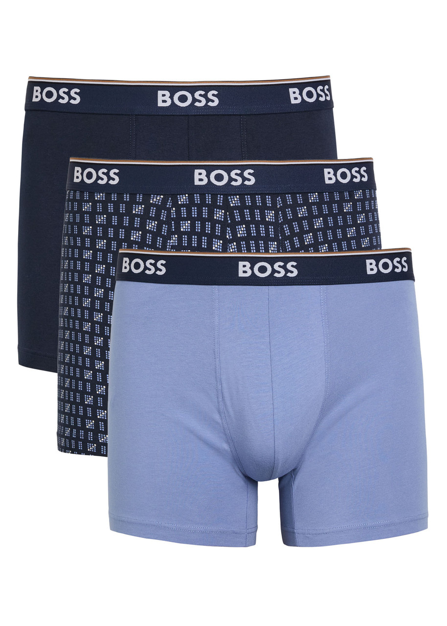 Boss Stretch-cotton Boxer Briefs – set of Three – Blue – XL