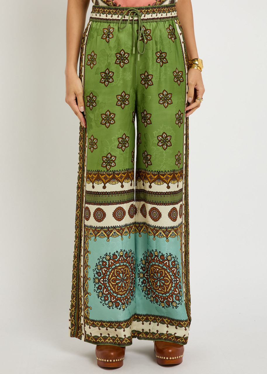 Alemais Contina Printed Wide-leg Satin Trousers In Multi