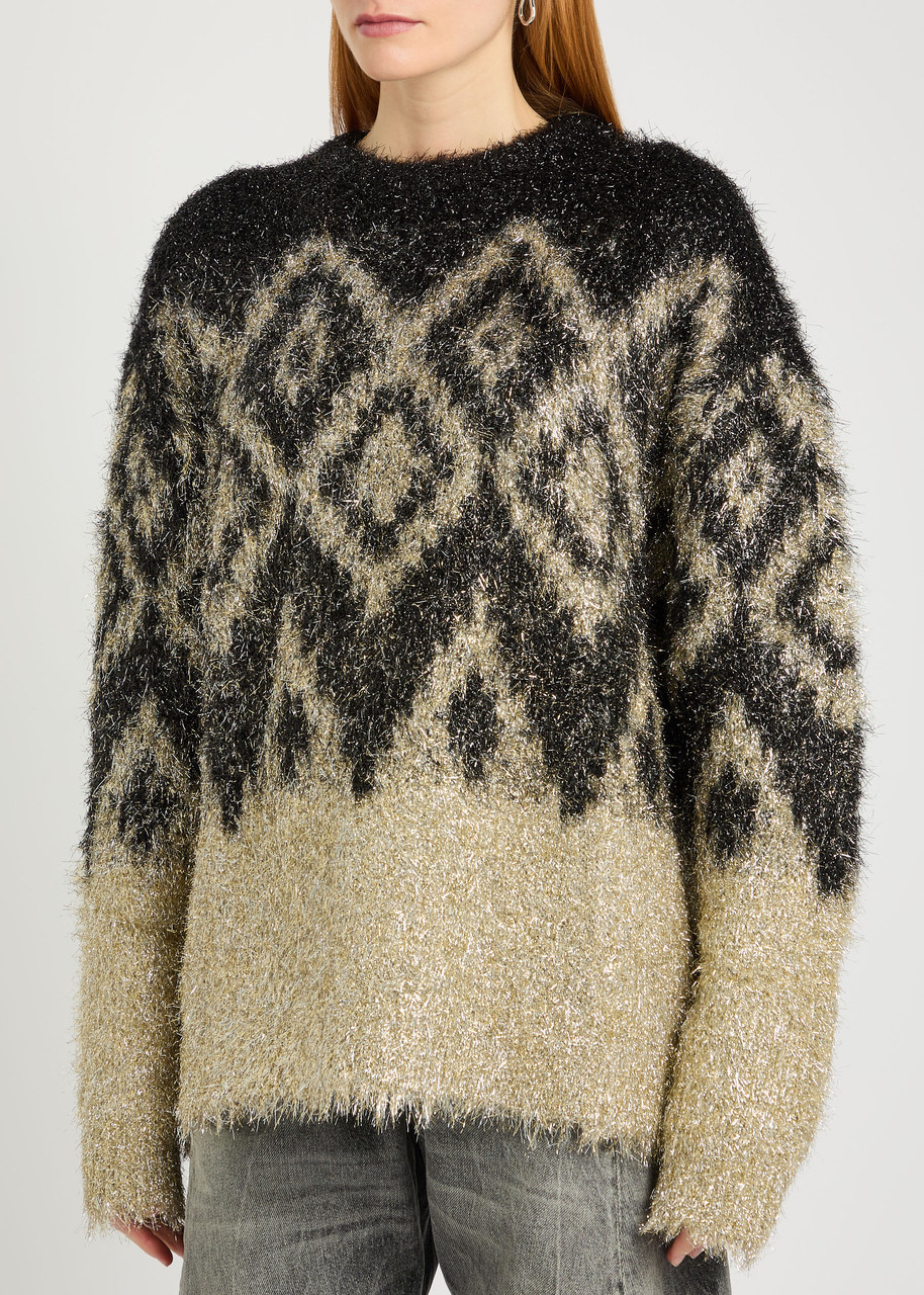  Acne Studios Metallic Thread Jumper - Black - Xs (uk6 / Xs) 