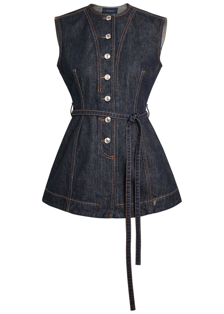 Sportmax Belted Denim top - Dark Blue - 16 (UK16 / XL)