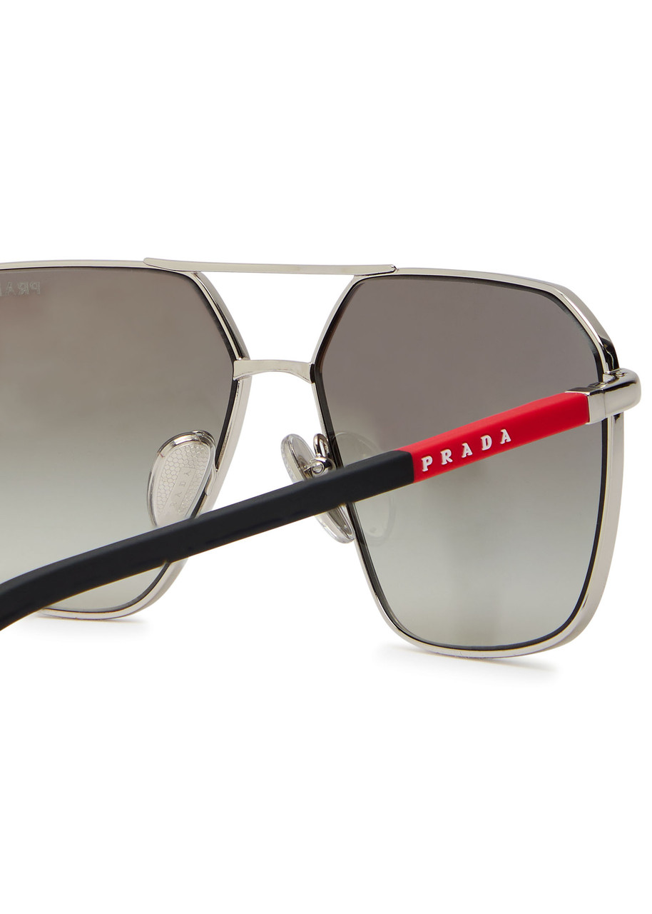  Prada Linea Rossa Aviator-style Sunglasses - Silver - One Size 