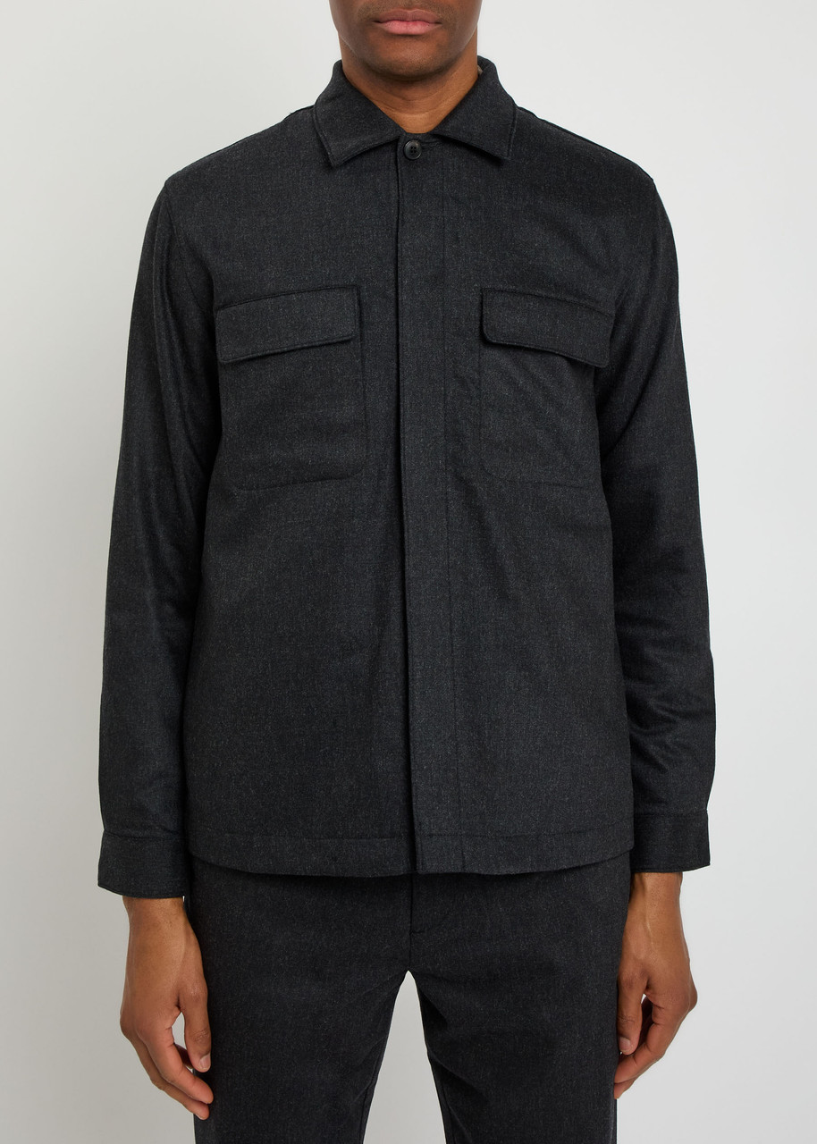  Sunspel Wool And Cashmere-blend Overshirt - Charcoal - L 