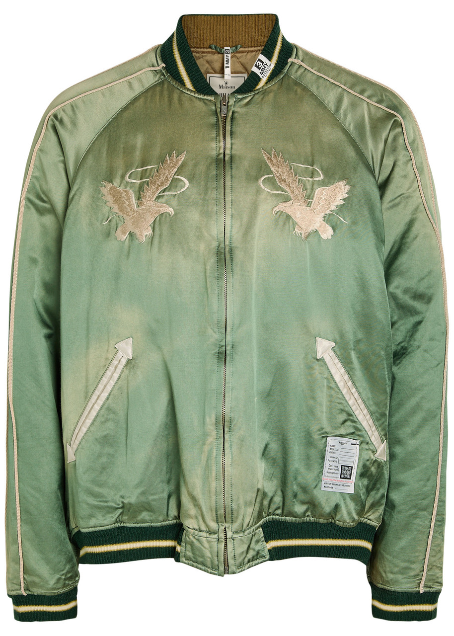 Maison Mihara Yasuhiro Quilted Embroidered Satin Bomber Jacket - Khaki - 48 (IT48 / M)
