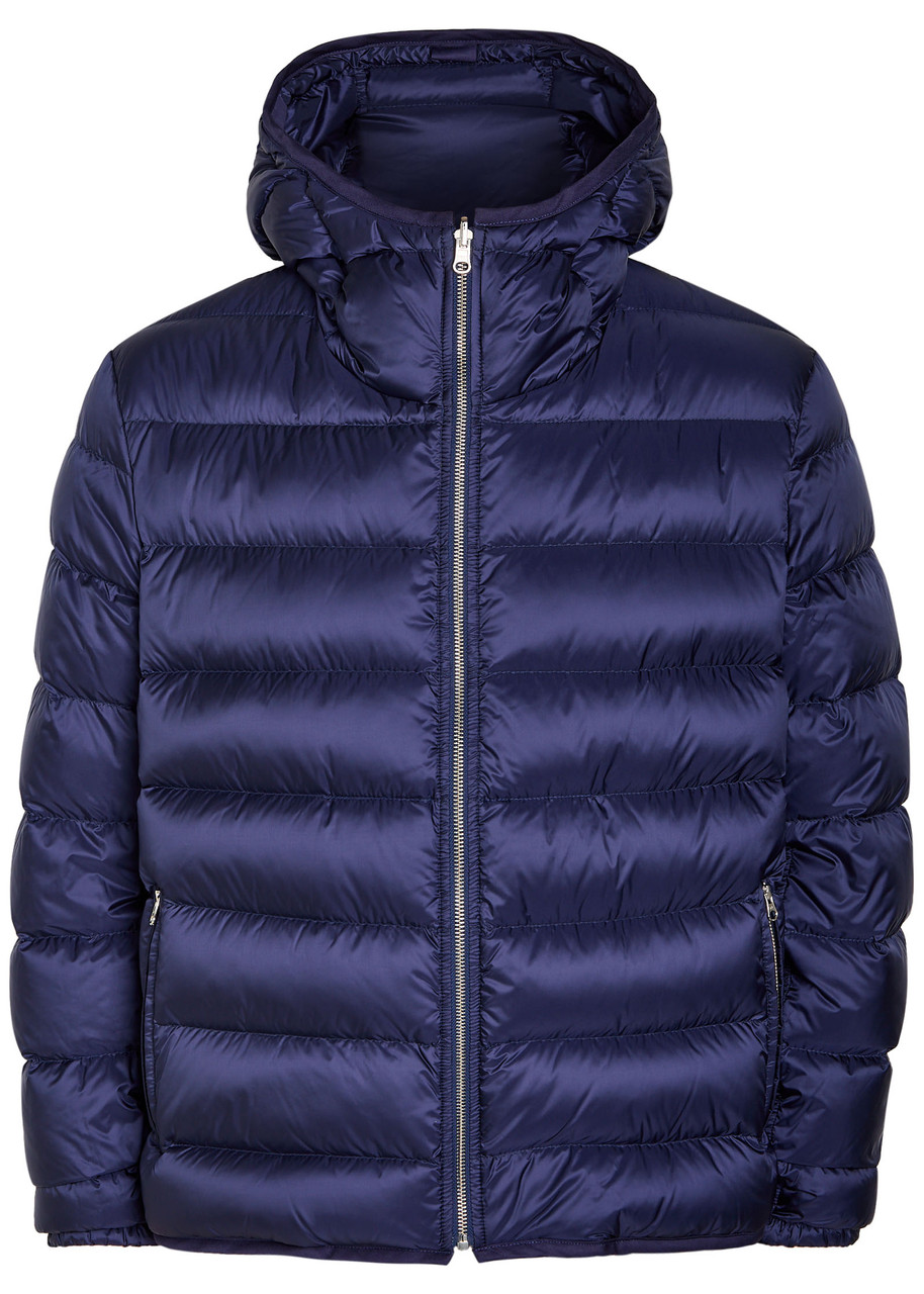 Ten C Padded Hooded Nylon Jacket - Navy - 48 (UK38 / M)