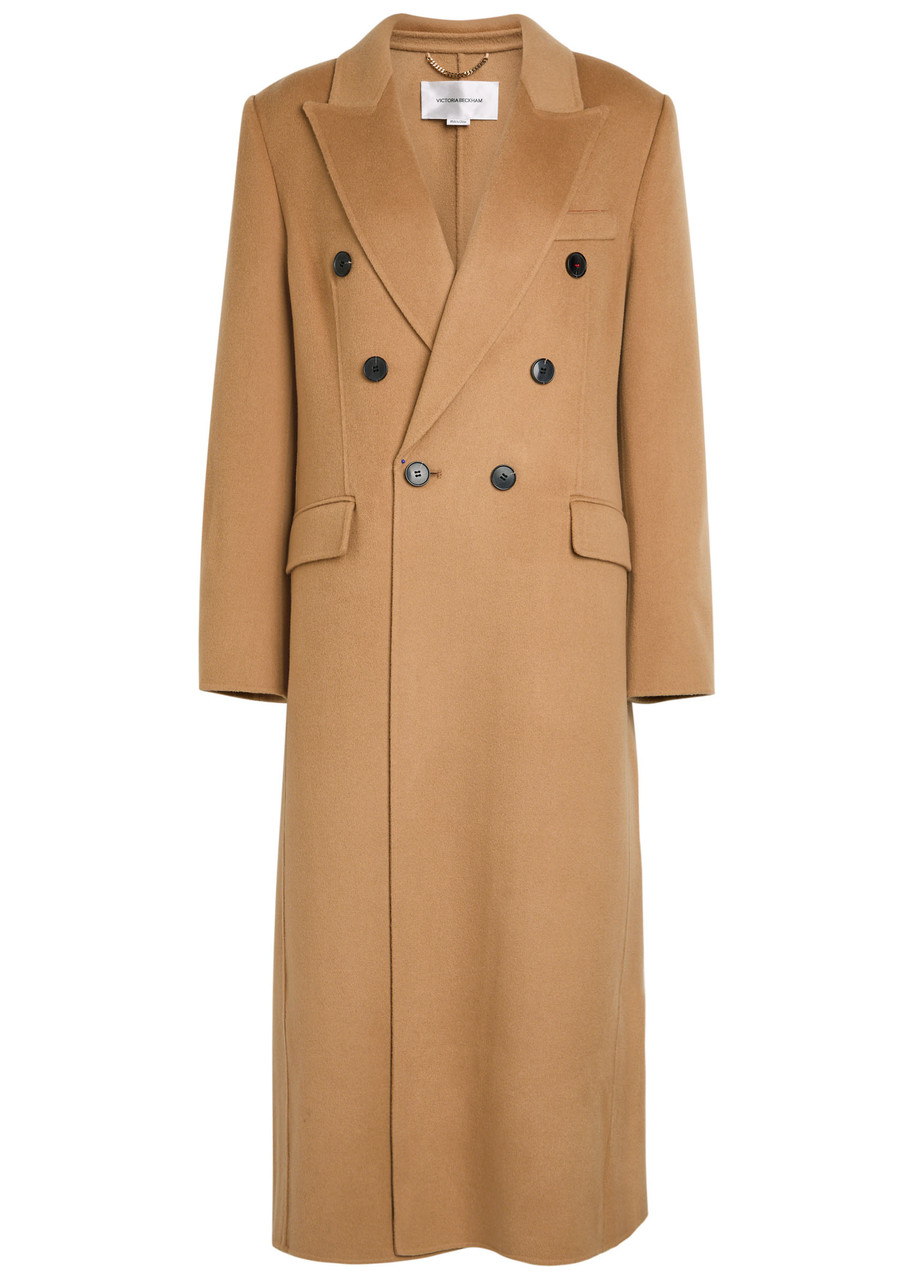 Victoria Beckham Double-breasted Wool And Cashmere-blend Coat In Brown