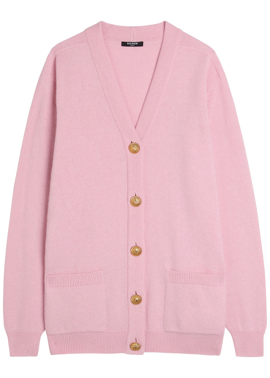 Balmain Wool And Cashmere-blend Cardigan In Pink