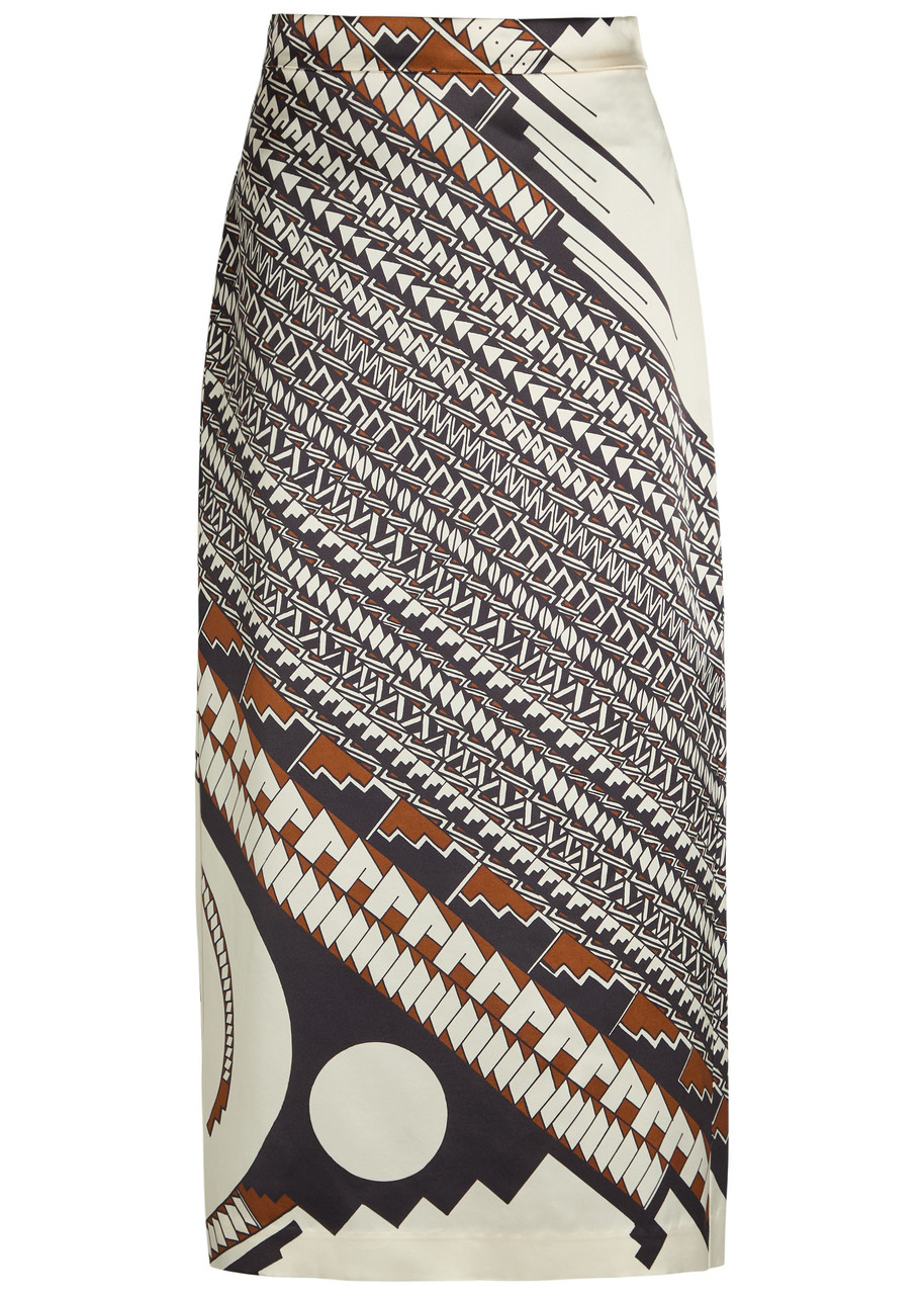 Heirlome Lexi Printed Silk Midi Skirt - Multicoloured 1 - 8 (UK12 / M)