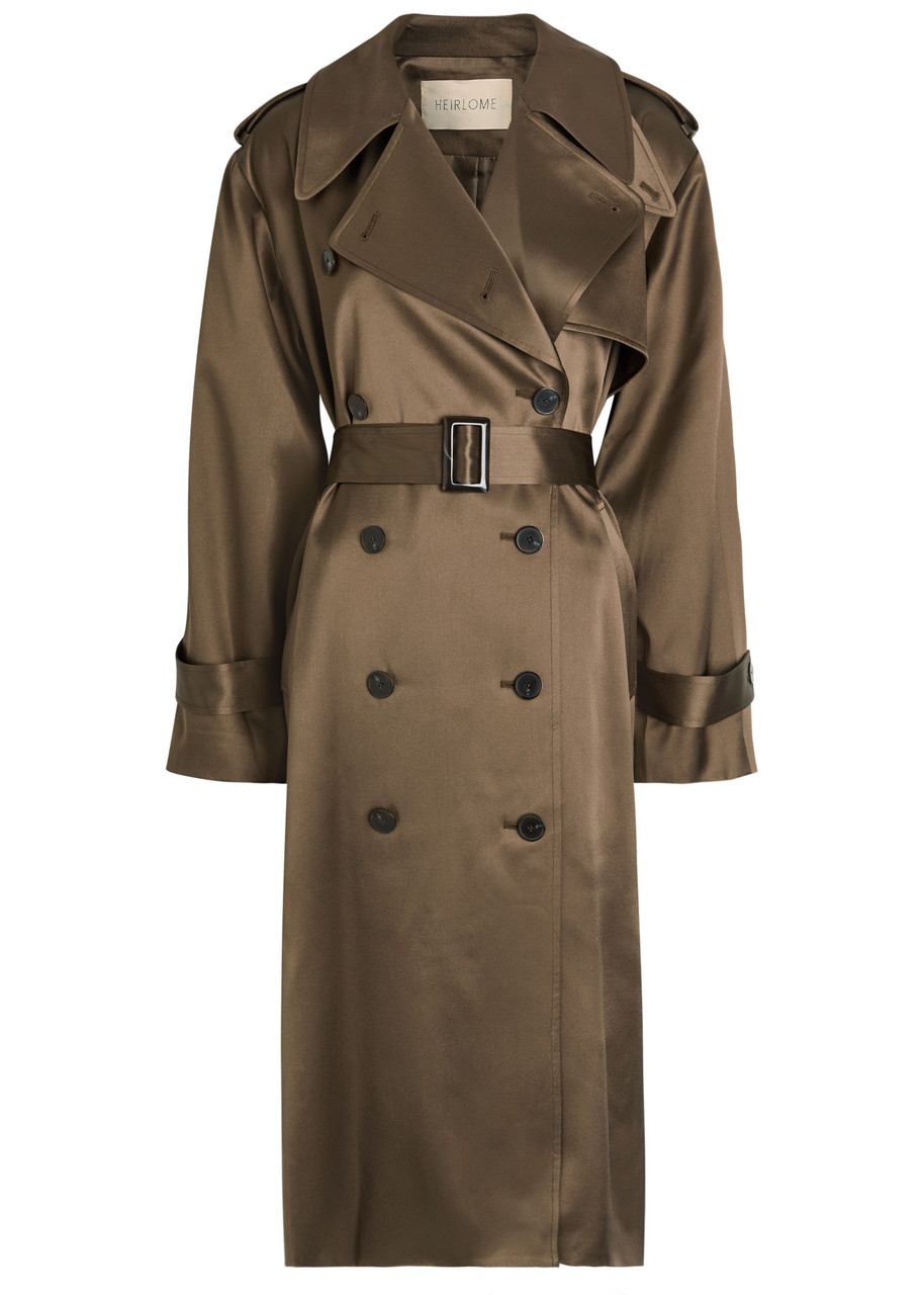 Heirlome Maggie Double-breasted Silk Trench Coat - Sage - S (UK8-10 / S)