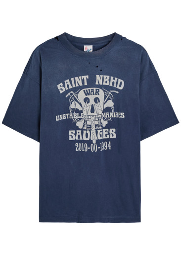 希少 MASSES T-SHIRT L/S E-POPPY NAVY SAINT MXXXXXX Saint NBHD printed cotton T-shirt | Harvey Nichols