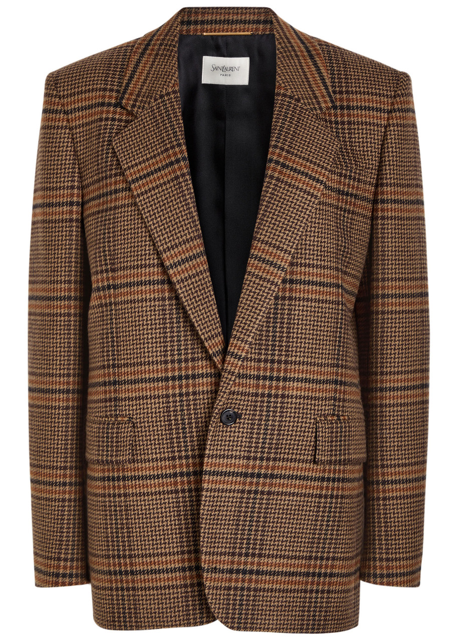 Saint Laurent Houndstooth Wool Blazer - Brown - 38 (UK10 / S)