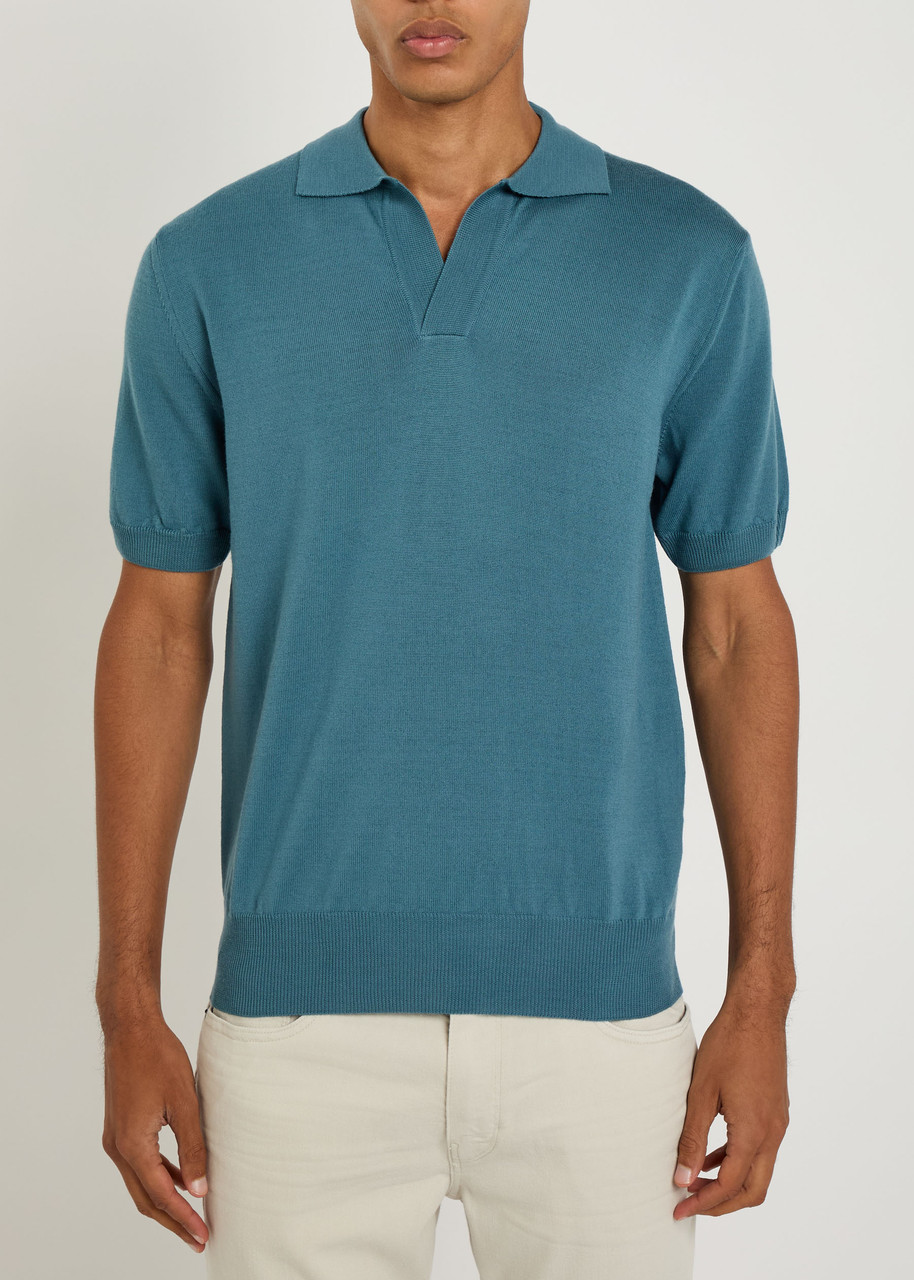  Aurélien Merino Wool Polo Shirt - Light Green - S 