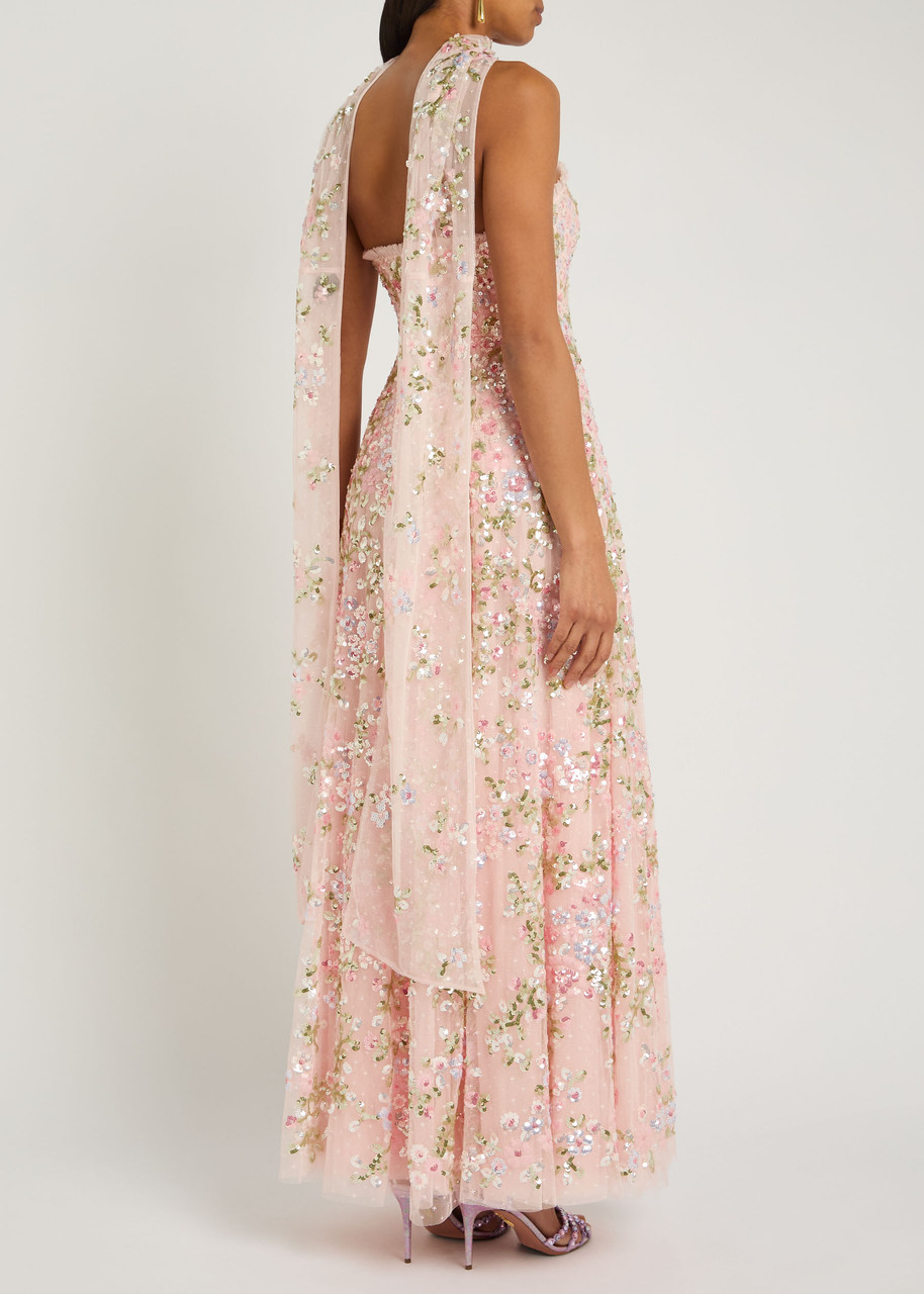  Needle & Thread Dream Garland Embellished Scarf-effect Gown - Light Pink - 14 (uk14 / L) 