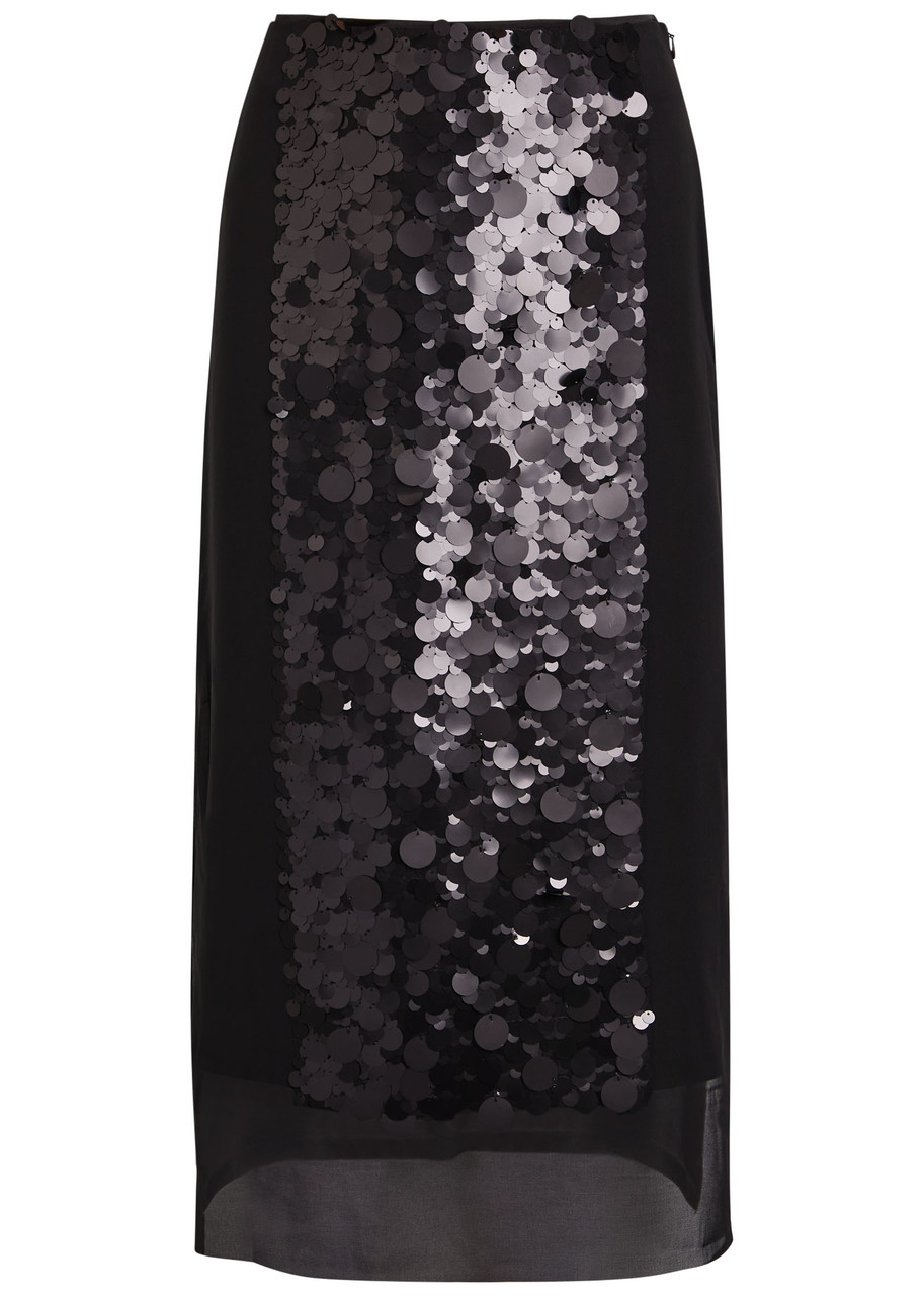 Joseph Cambo Sequin-embellished Voile Midi Skirt - Black - 36 (UK8 / S)