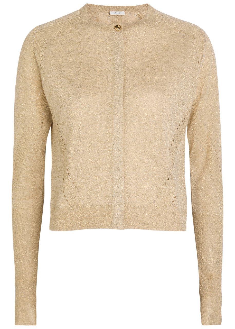 Joseph Tasse Lurex Knit Cardigan - Beige - S (UK8-10 / S)