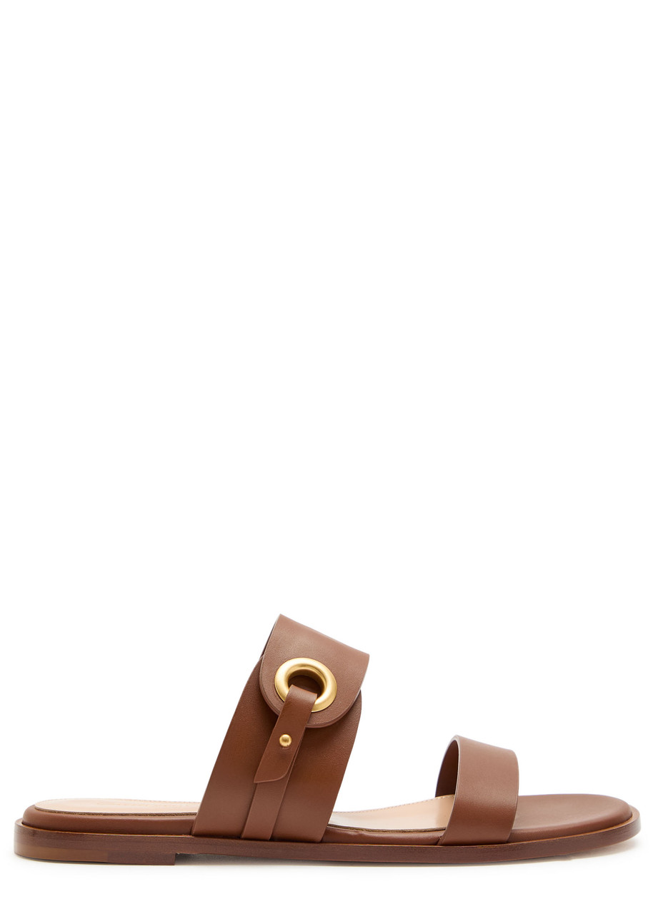 Gianvito Rossi Belted Leather Sandals - Tan - 39 (IT39 / UK6)