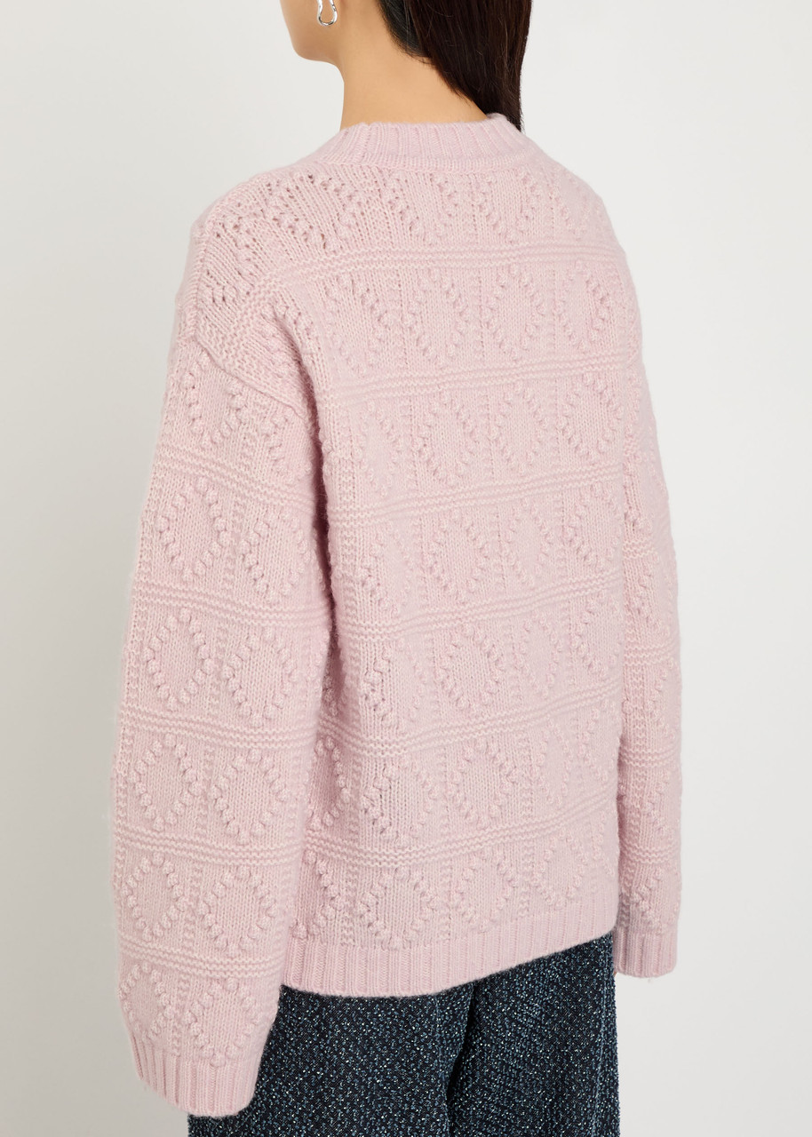  Ganni Textured Wool-blend Jumper - Light Pink - S (uk8-10 / S) 