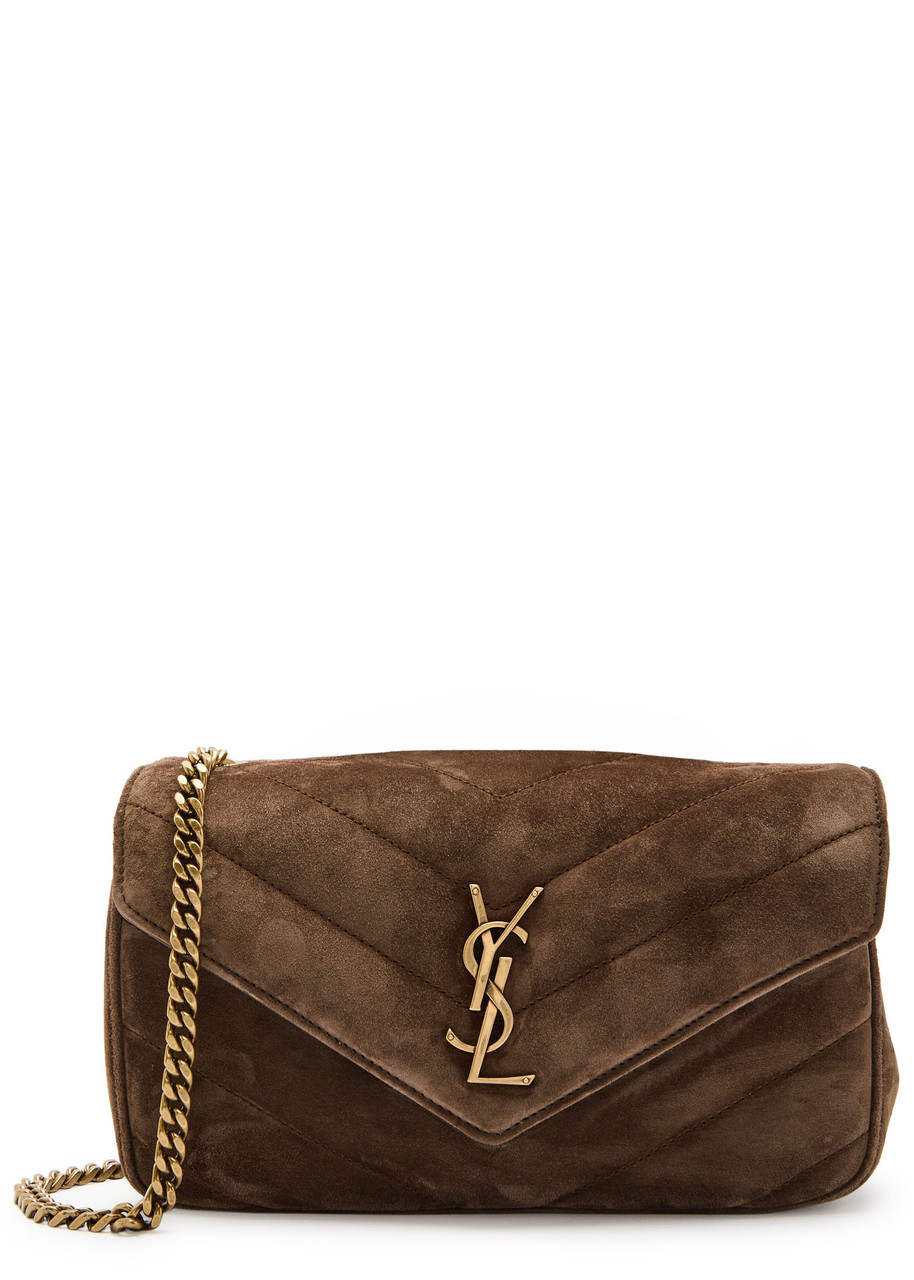 Saint Laurent Loulou Small Quilted Suede Shoulder bag - Dark Brown - One Size