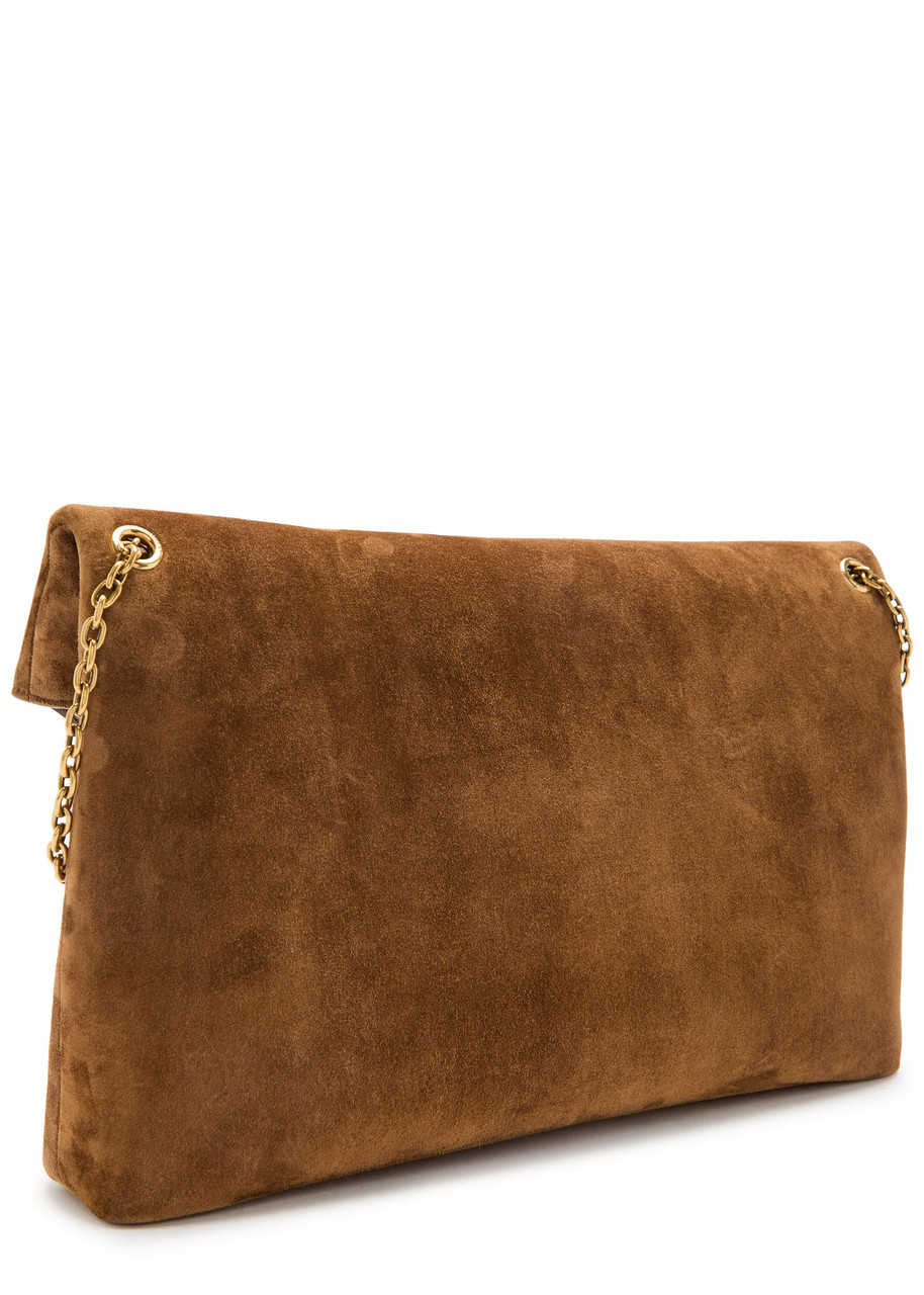 Saint Laurent Envelope Suede Pouch – Brown – One Size