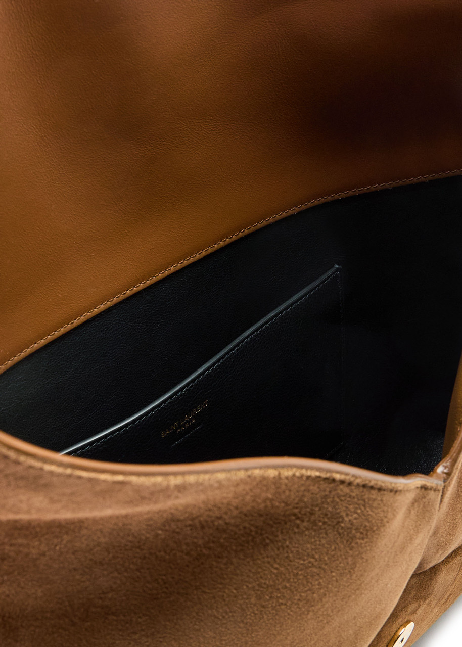 Saint Laurent Envelope Suede Pouch – Brown – One Size