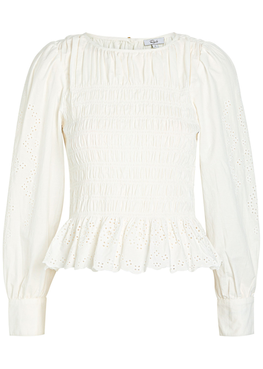 Rails Tabi Broderie-anglaise Cotton-poplin Top In White