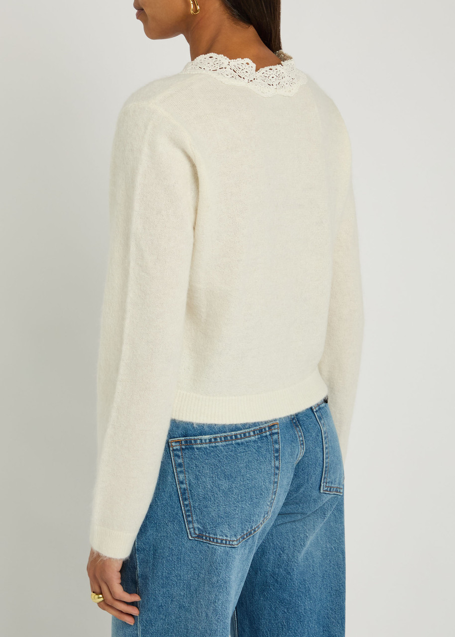  Rails Mer Lace-trim Alpaca-blend Cardigan - Ivory - M (uk12 / M) 