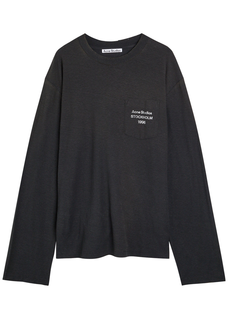 Acne Studios Logo Long Sleeve Cotton-blend T-shirt – Black – XL Acne Studios Logo Long Sleeve Cotton-blend T-shirt – Black – XL