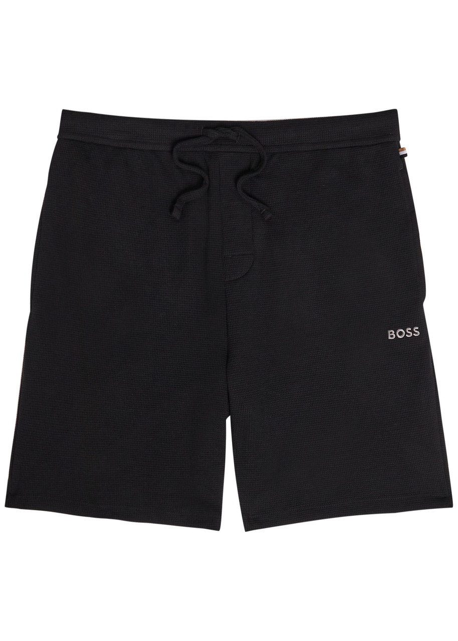 Boss Logo-embroidered Waffle Shorts - Black - Xxl