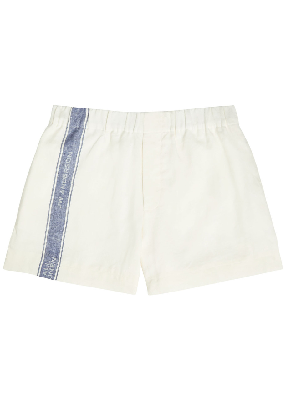 JW Anderson Jersey Striped Jacquard Linen Shorts - Off White - S