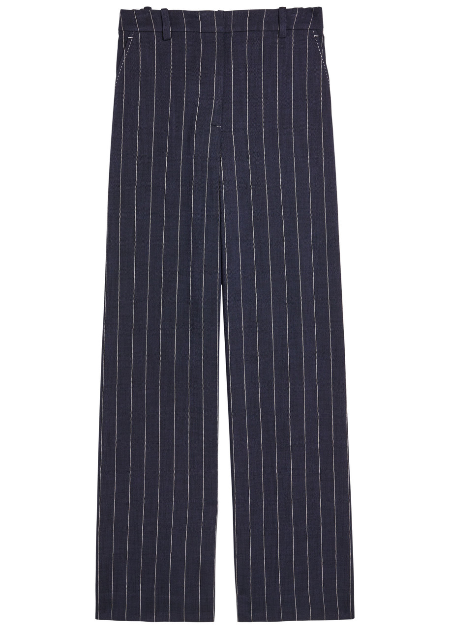 Simkhai Tavar Pinstripe Straight-leg Canvas Trousers In Blue