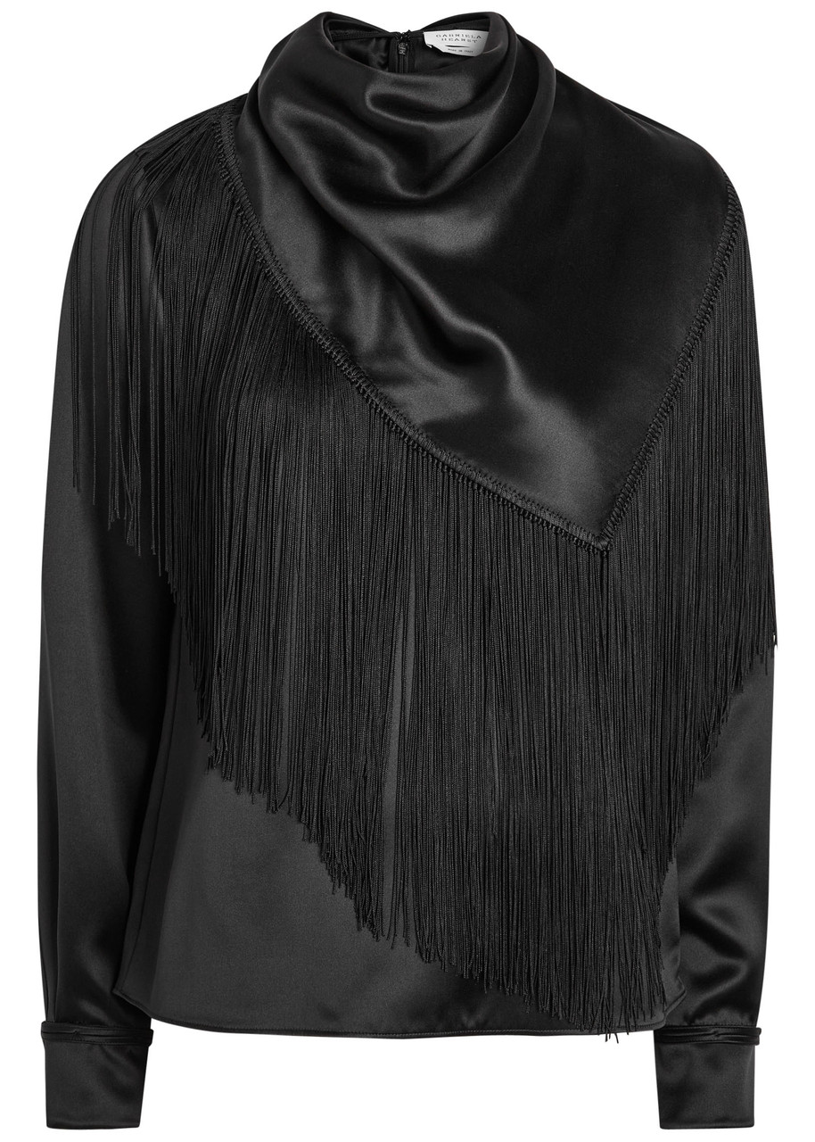Gabriela Hearst Anderson Scarf-effect Draped Silk top - Black - 42 (UK10 / S)