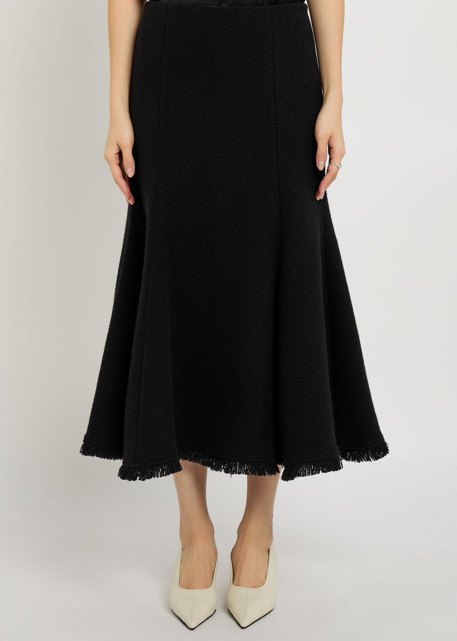 Gabriela Hearst Patterson Wool And Cashmere-blend Midi Skirt In Black
