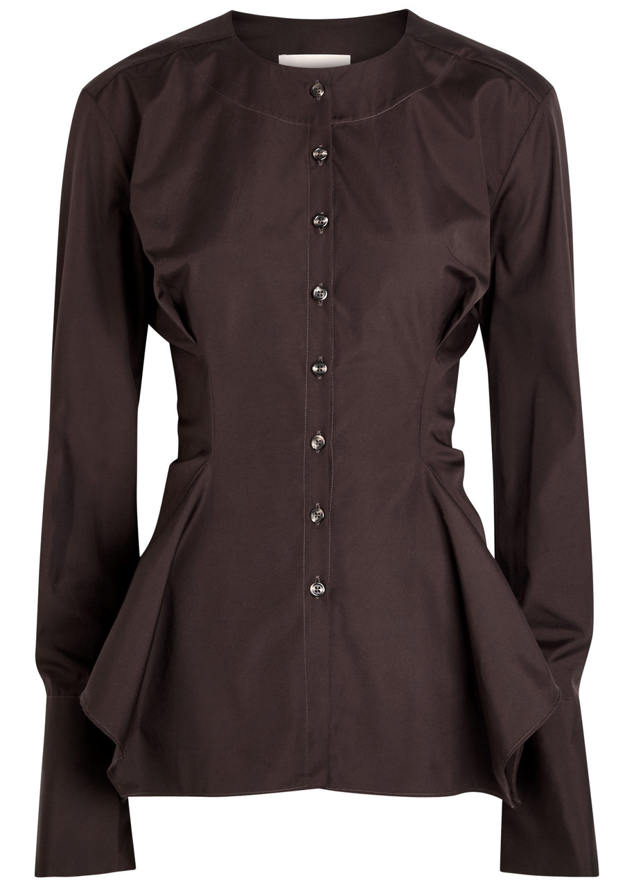 Liberowe Lavinia Darted Cotton-poplin Shirt In Brown