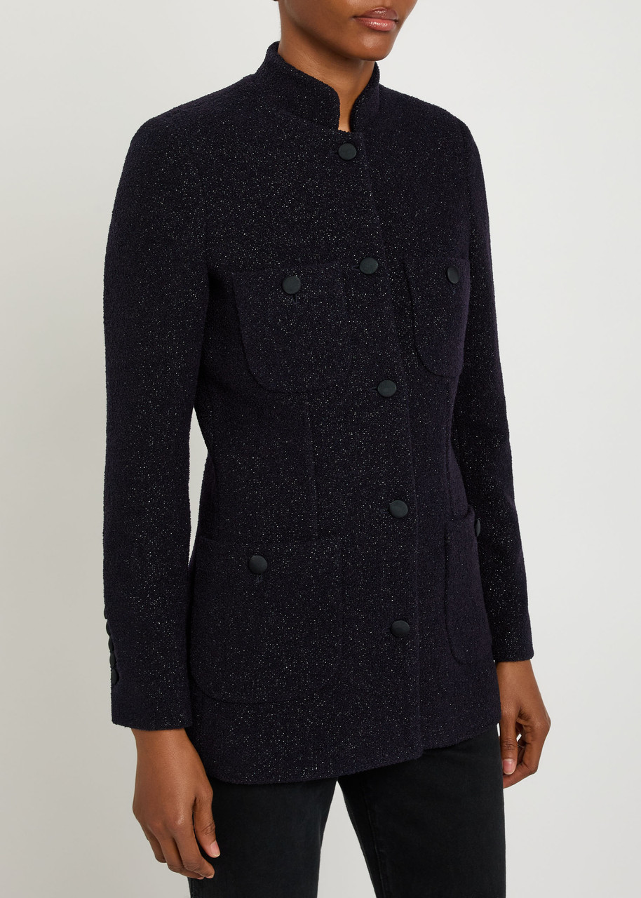 Liberowe Raja Metallic Tweed Jacket In Blue