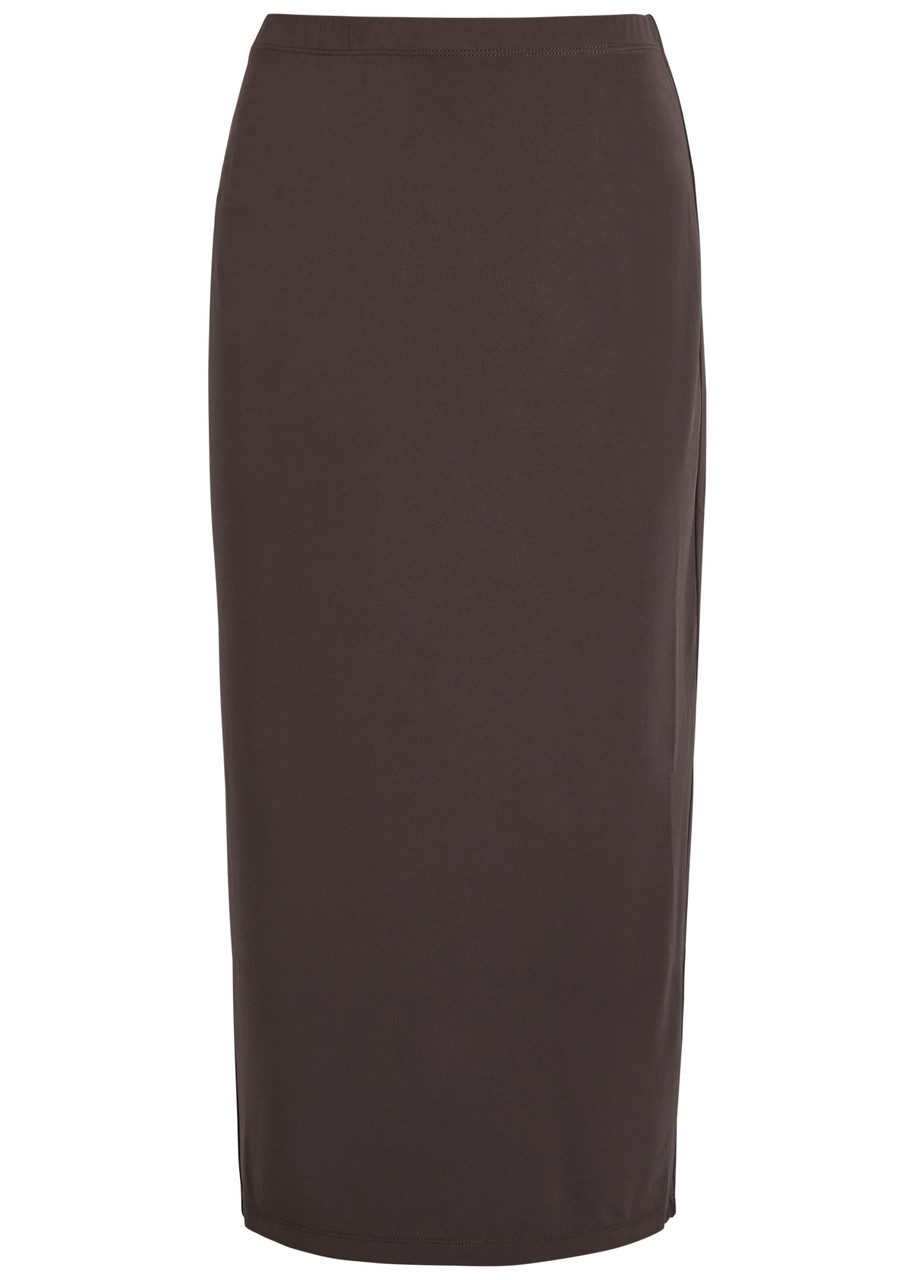 Good American Matte Stretch-jersey Midi Pencil Skirt - Dark Brown - XL (UK16 / XL)