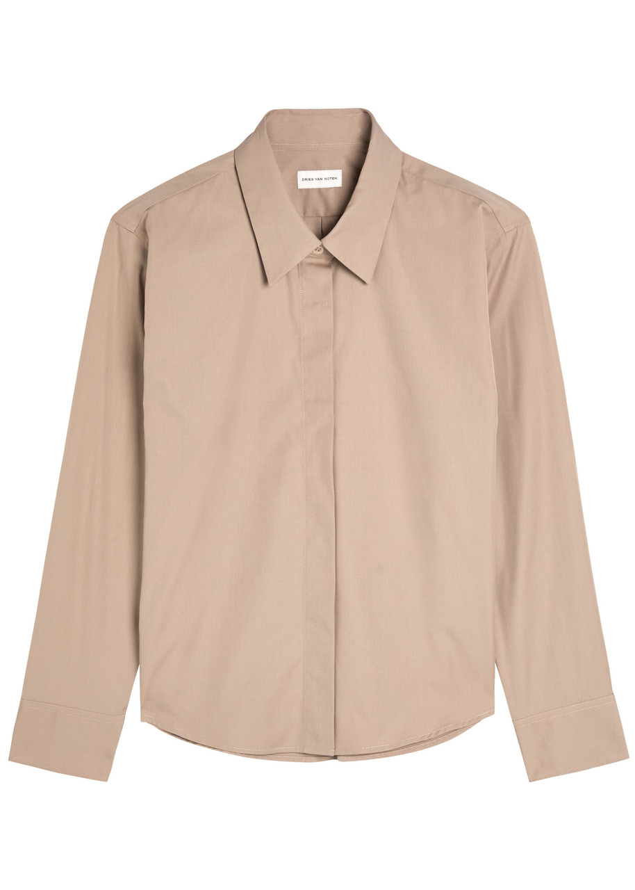 Dries Van Noten Clavini Cotton-poplin Shirt - Sand - 34 (UK6 / XS)