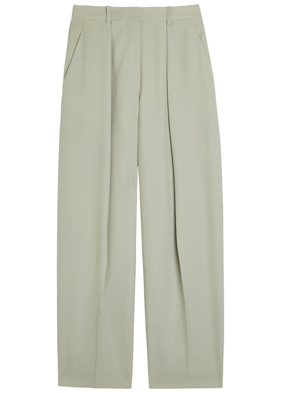 Victoria Beckham Wide-leg Woven Trousers In Gray