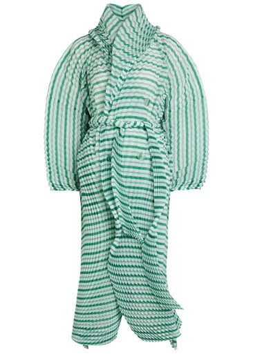 ISSEY MIYAKE Striped pleated woven coat | Harvey Nichols