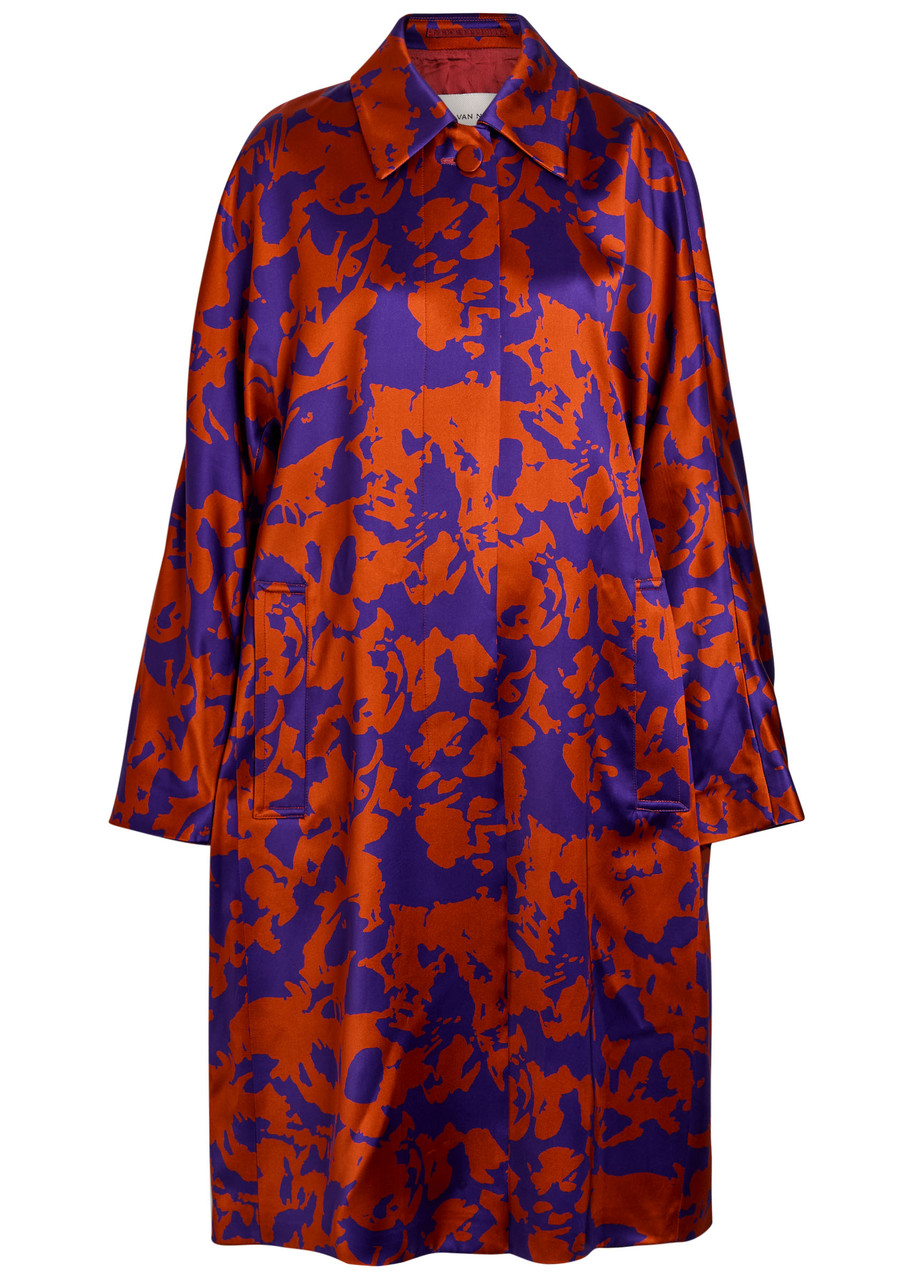 Dries Van Noten Roolsy Printed Satin Coat - Orange - 42 (UK14 / L)