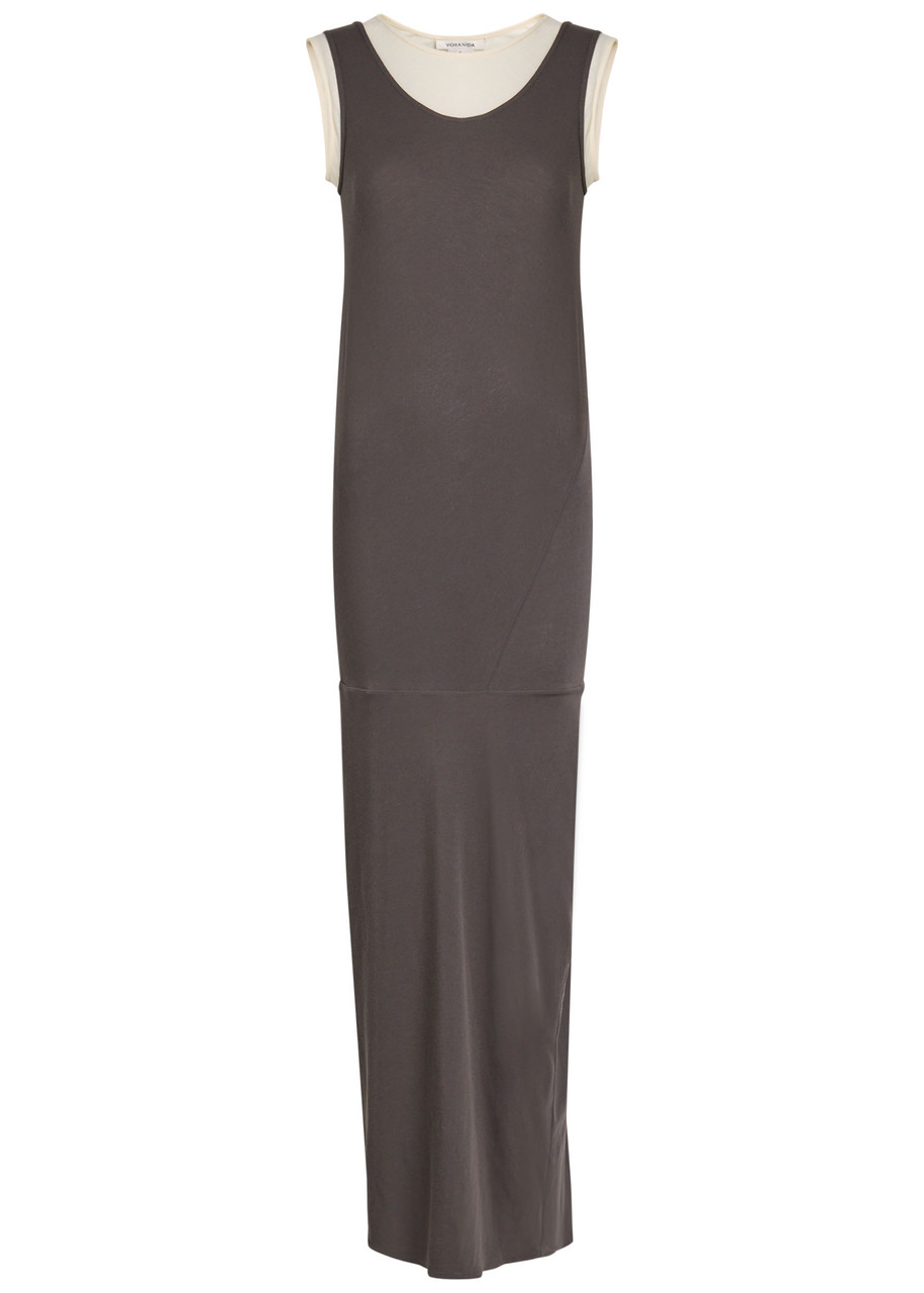Voranida Tao Layered-effect Cotton Maxi Dress - Grey