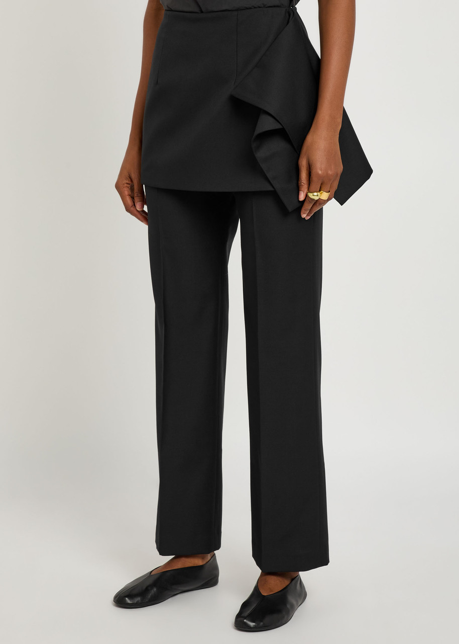 Voranida Cosette Layered-effect Wool-blend Trousers In Black