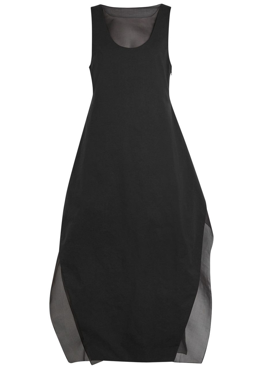 Voranida Katherine Layered-effect Cotton-poplin Midi Dress In Black