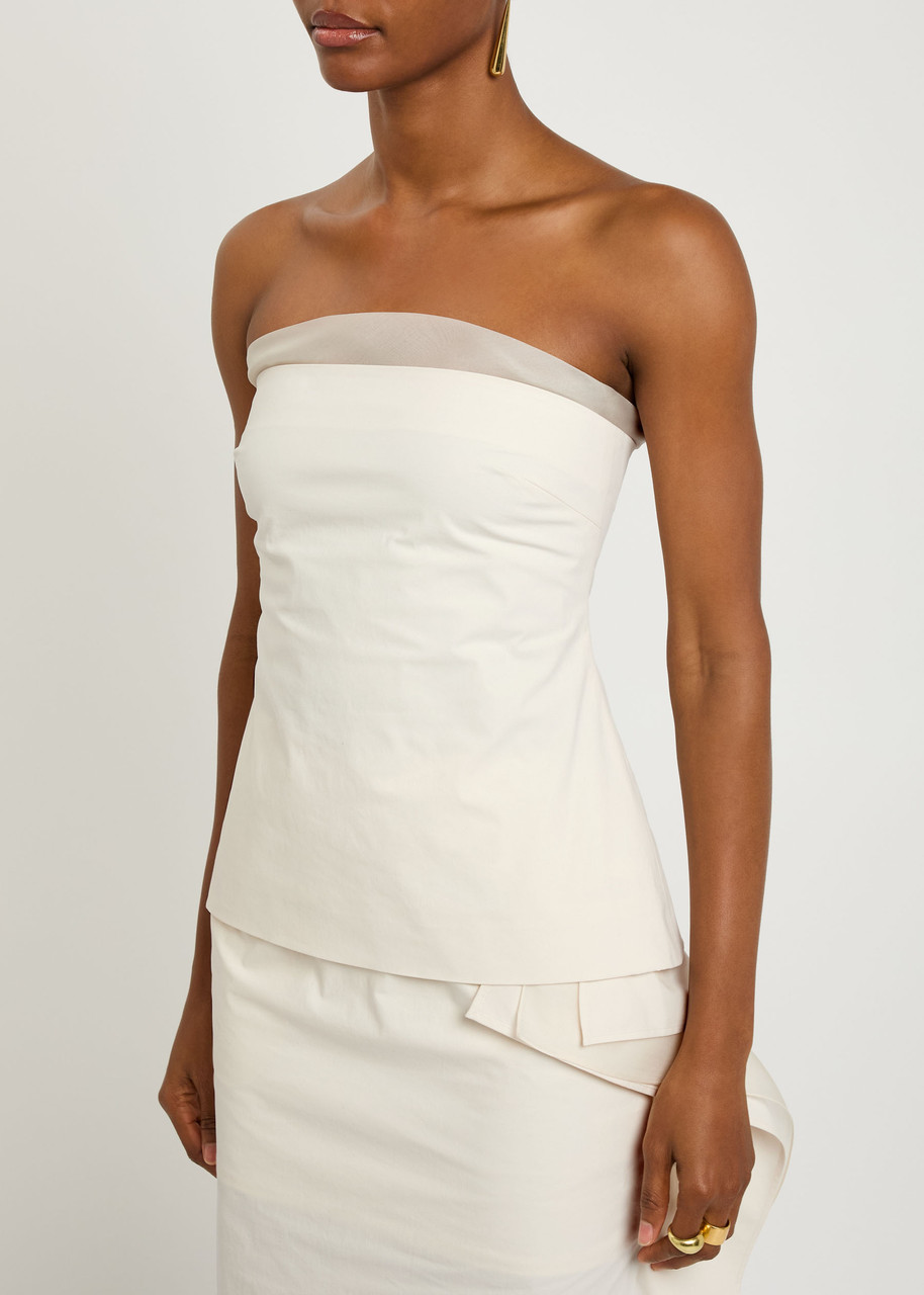 Voranida Tyla Strapless Cotton-poplin Top In Neutral