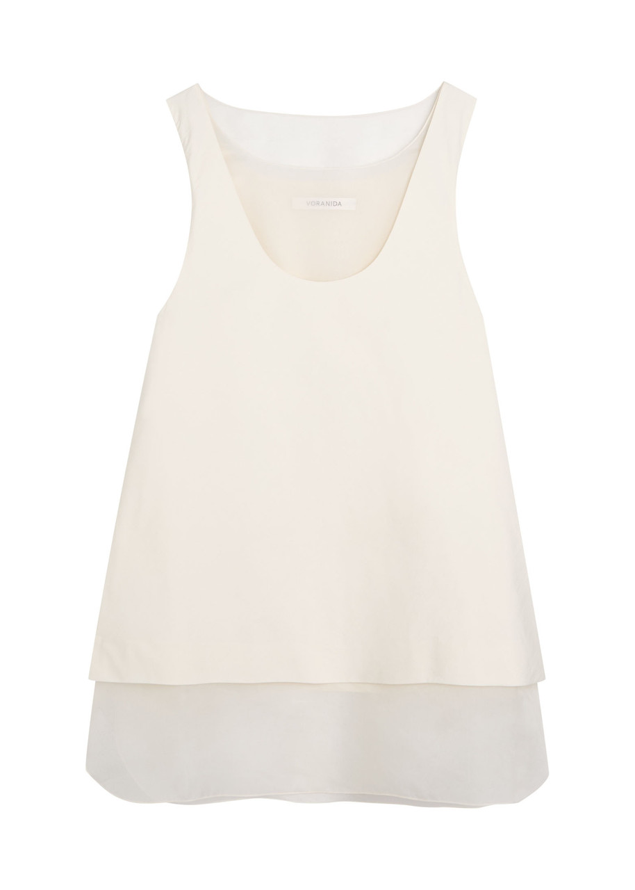 Voranida Kaia Layered-effect Cotton-poplin Top In Neutral