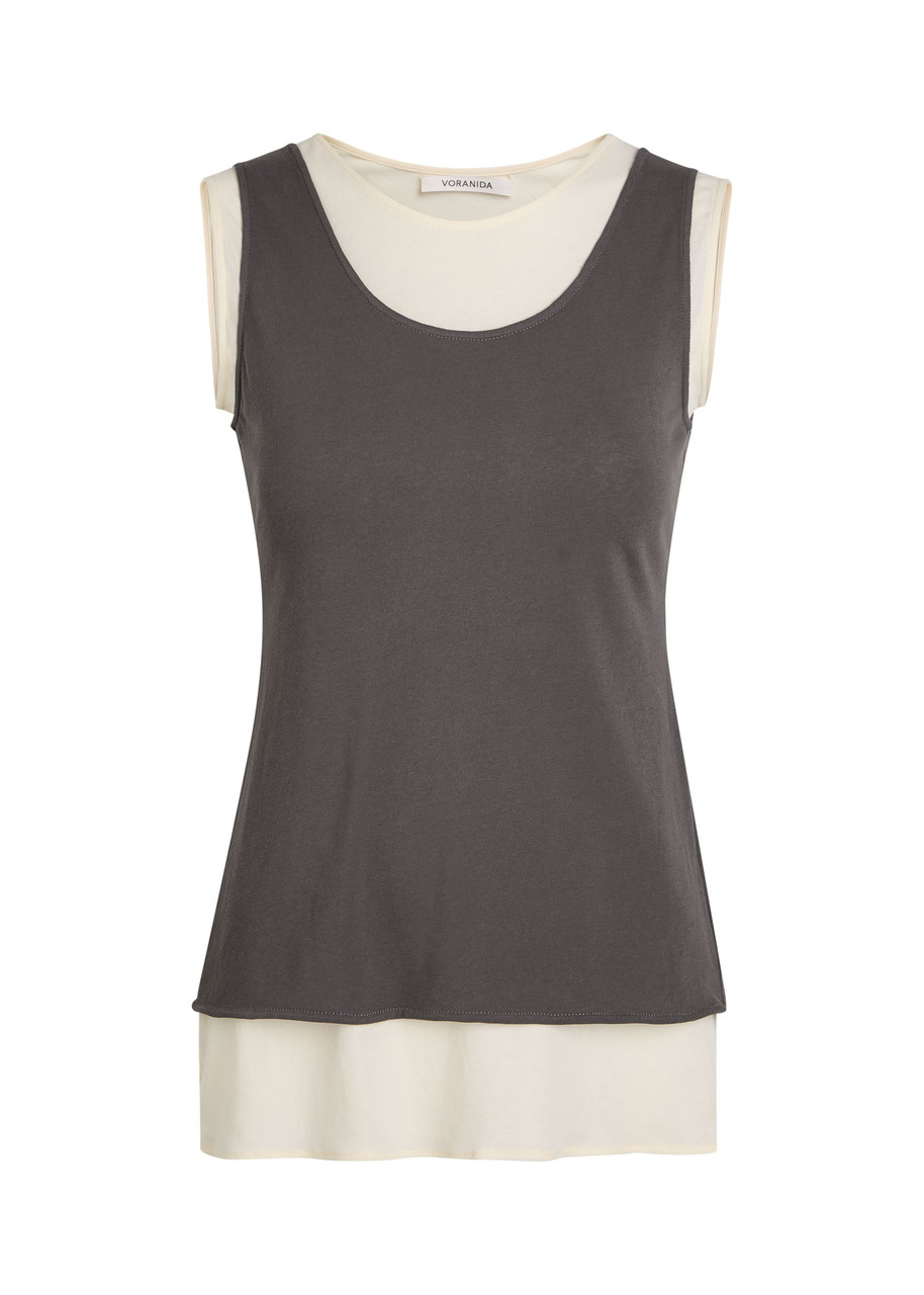 Voranida Tor Layered-effect Cotton Tank Top In Gray