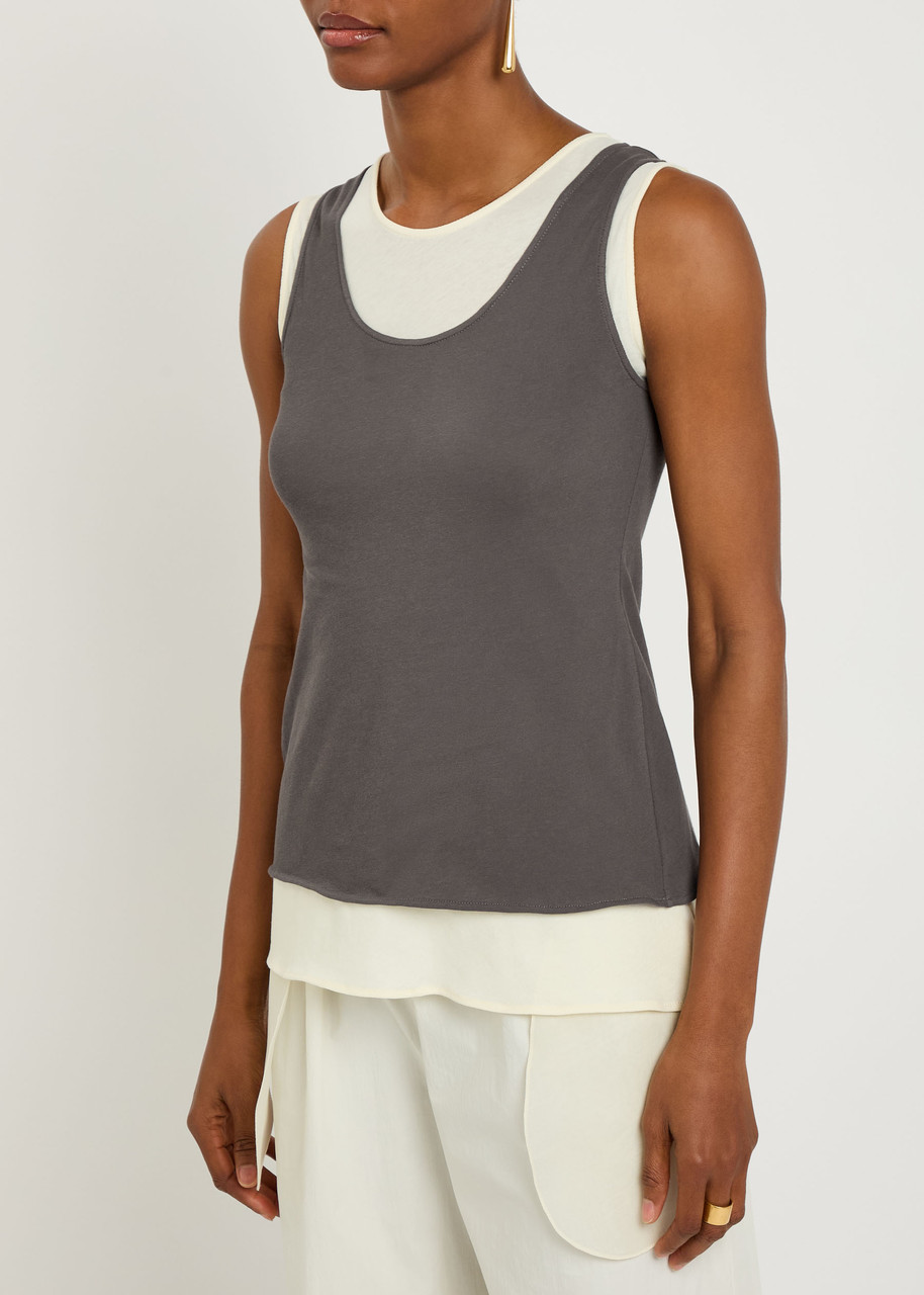 Voranida Tor Layered-effect Cotton Tank Top In Gray