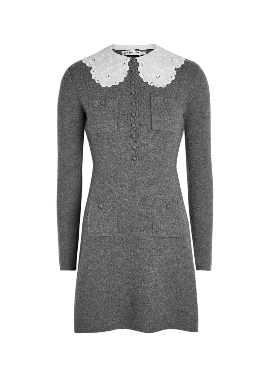 Self-portrait Knit Mini Dress - Grey - L (UK14 / L)