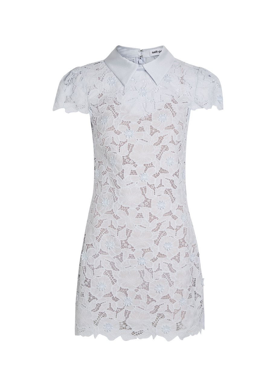 Self-portrait Guipure Lace Mini Dress - Blue - 10 (UK10 / S)